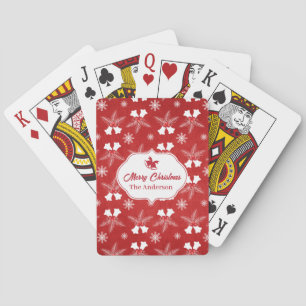 Merry Christmas Red Pattern Christmas Bell Playing Cards