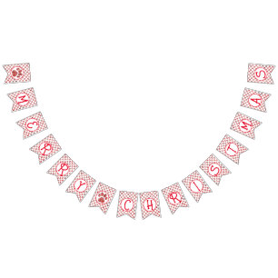 Merry Christmas Red Paw Silhouette w/ 2images Bunting