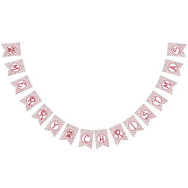 Merry Christmas Red Paw Silhouette w/ 2images Bunting (All)
