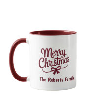 Merry Christmas Red Personalised Family Name