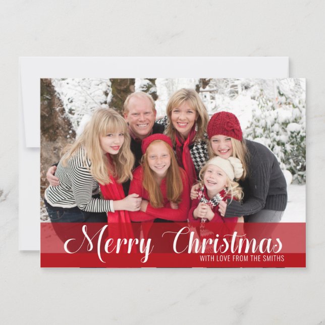 Merry Christmas Red Photo Card (Front)