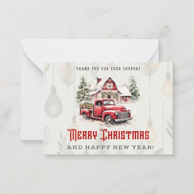 Merry Christmas Red Pickup Card (Front)