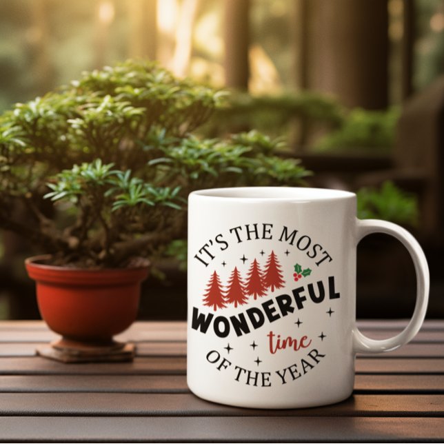 Merry Christmas Red Pine Trees  Coffee Mug (Creator Uploaded)