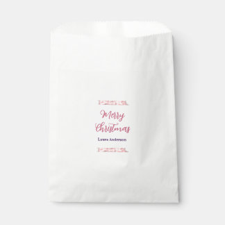 merry christmas red pink glitter lines name retro  favour bags