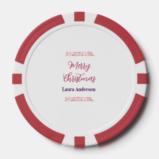 merry christmas red pink glitter lines name retro  poker chips