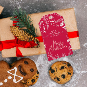 Merry Christmas Red Pink Holiday Baking  Gift Tags