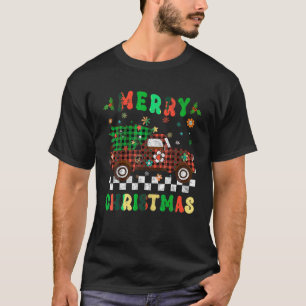 Merry Christmas Red Plaid Buffalo Truck Tree Xmas T-Shirt