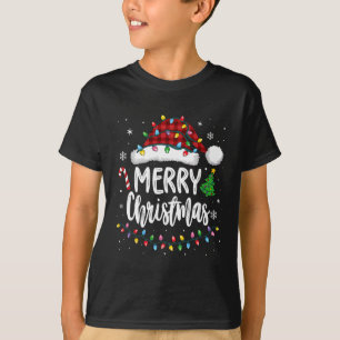 Merry Christmas Red Plaid Family Lights Xmas Men W T-Shirt