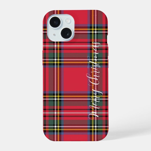 Merry Christmas Red Plaid  iPhone 15 Case (Back)