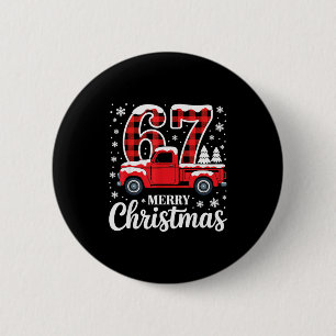 Merry Christmas Red Plaid Truck 67 Christmas  6 Cm Round Badge