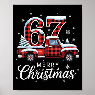 Merry Christmas Red Plaid Truck Buffalo Family 67  Poster