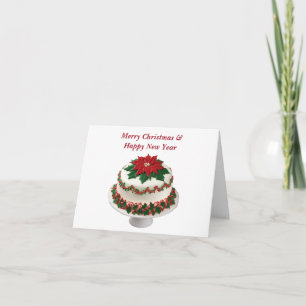 Merry Christmas Red Poinsettia Cake Card