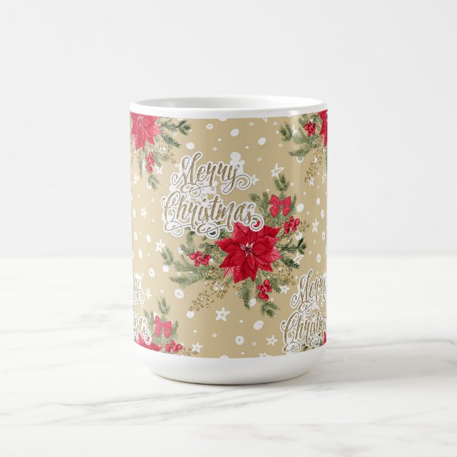 Merry Christmas Red Poinsettia Coffee Mug (Center)