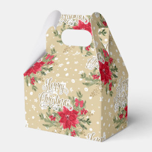 Merry Christmas Red Poinsettia Favour Box