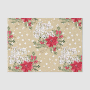 Merry Christmas Red Poinsettia Tissue Paper