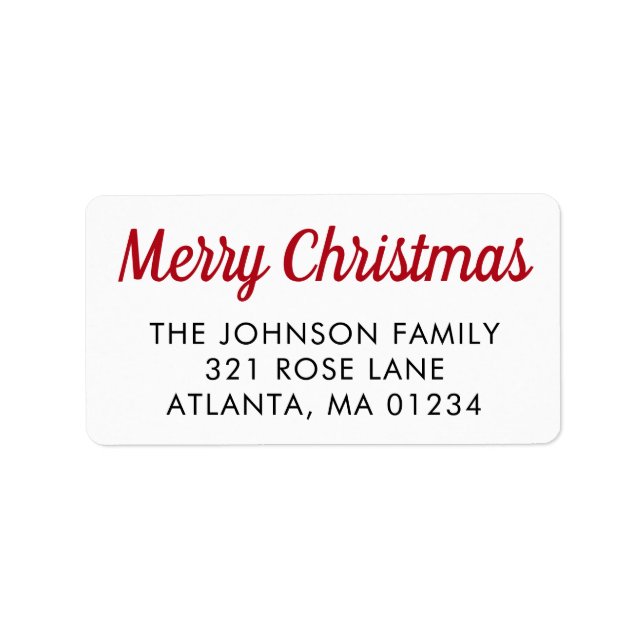 Merry Christmas Red Retro Script Calligraphy Label (Front)