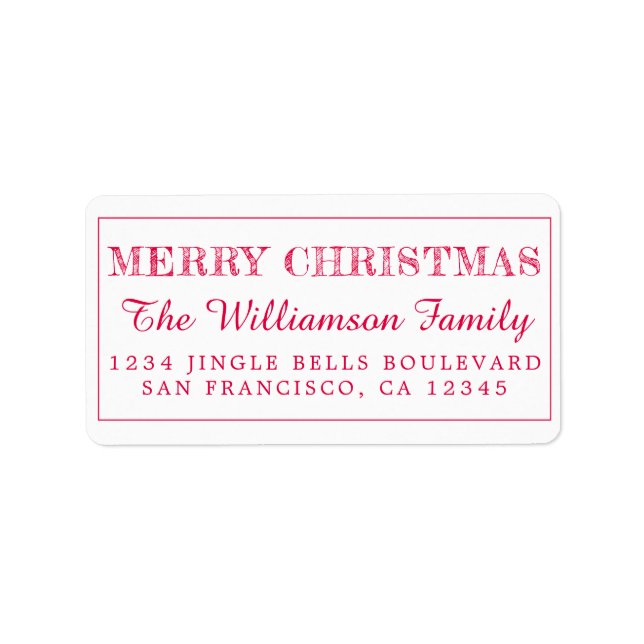 Merry Christmas Red Return Address Label (Front)