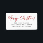 Merry Christmas Red Return Address Label<br><div class="desc">More Christmas Labels in the Little Bayleigh Store!</div>