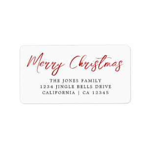 Merry Christmas Red Return Address Label