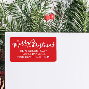 Merry Christmas Red Return Address Label