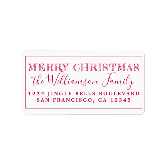 Merry Christmas Red Return Address Label (Front)