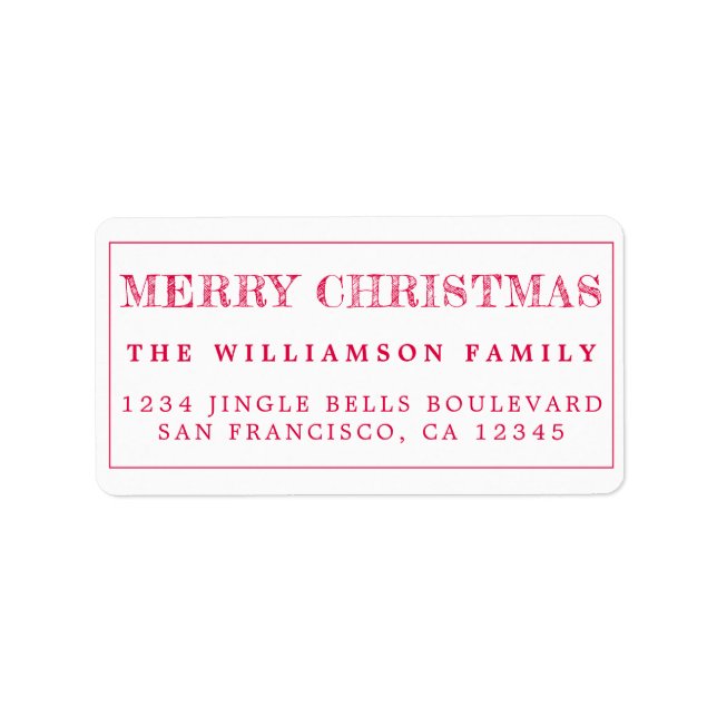 Merry Christmas Red Return Address Label (Front)