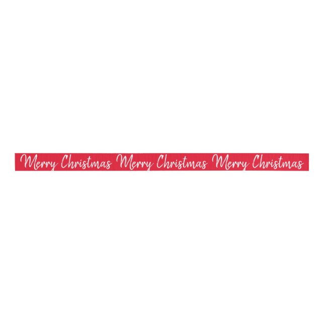 Merry Christmas Red Ribbon Grosgrain Ribbon (Front)