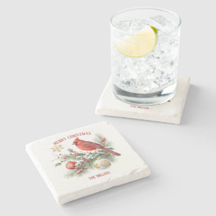 Merry Christmas-Red Robing Christmas Decoration Stone Coaster