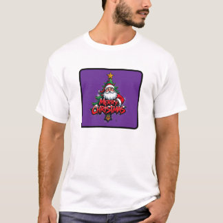 Merry Christmas Red Santa Clause Christmas Tree T-Shirt