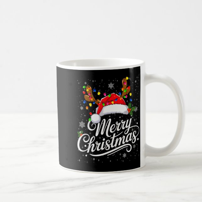 Merry Christmas Red Santa Hat Reindeer Family Xmas Coffee Mug (Right)