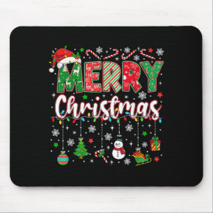 Merry Christmas Red Santa Hat Reindeer Santa Match Mouse Mat