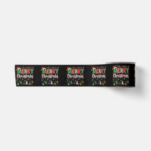 Merry Christmas Red Santa Hat Reindeer Santa Match Satin Ribbon
