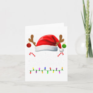 Merry Christmas Red Santa Hat Reindeer Xmas Family Card