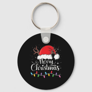 Merry Christmas Red Santa Hat Reindeer Xmas Family Key Ring