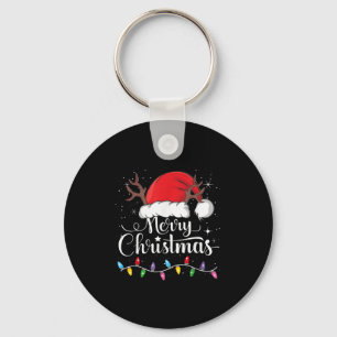 Merry Christmas Red Santa Hat Reindeer Xmas Family Key Ring