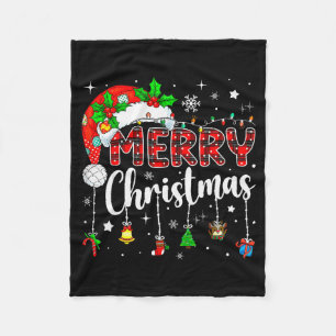 Merry Christmas Red Santa Hat Reindeer Xmas Matchi Fleece Blanket