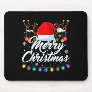 Merry Christmas Red Santa Hat Reindeer Xmas Matchi Mouse Mat