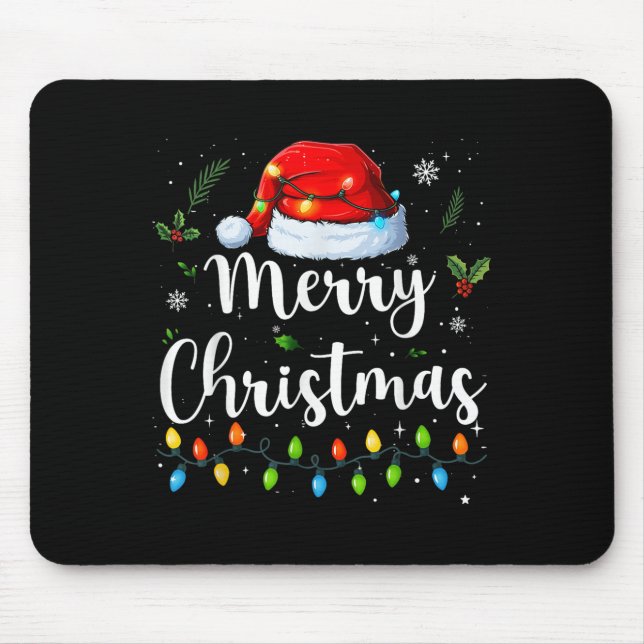 Merry Christmas Red Santa Hat Reindeer Xmas Matchi Mouse Mat (Front)
