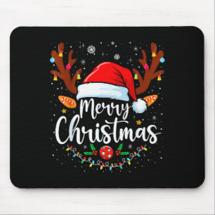 Merry Christmas Red Santa Hat Reindeer Xmas Matchi Mouse Mat