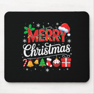Merry Christmas Red Santa Hat Reindeer Xmas Matchi Mouse Mat