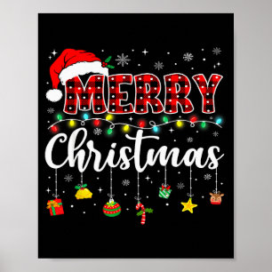 Merry Christmas Red Santa Hat Reindeer Xmas Matchi Poster