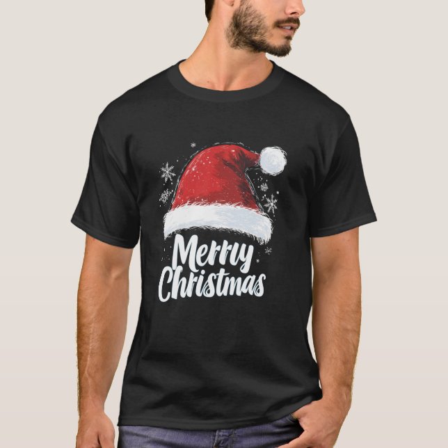 Merry Christmas Red Santa Hat Xmas Family Men Wome T-Shirt (Front)