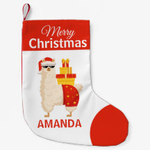 Merry Christmas Red Santa Llama Funny Cute
