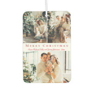 merry christmas red script 3 photos collage  car air freshener