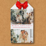 merry christmas red script 3 photos collage modern gift tags<br><div class="desc">elegant merry christmas red script 3 photos collage holiday gift tag</div>