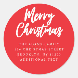 Merry Christmas Red script Return Addrress label