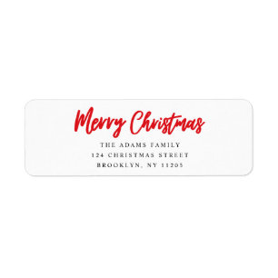 Merry Christmas Red script return adress