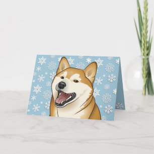 Merry Christmas Red Shiba Inu Customisable Card