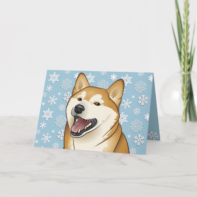 Merry Christmas Red Shiba Inu Customisable Card (Front)