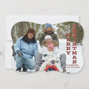 Merry Christmas Red Shimmer Photo Card